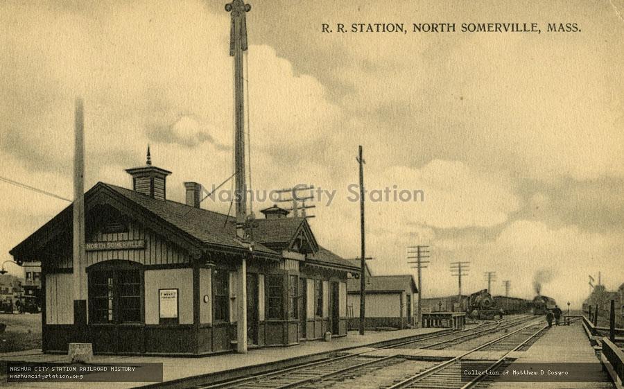Postcard: Railroad Station, North Somerville, Massachusetts